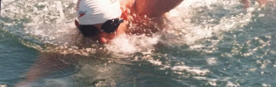 Ed Harrold during the Around The Island Swim, 1994